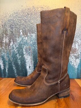 Bed Stu Western Boho Distressed Leather Tall Boots Brown (GUC)